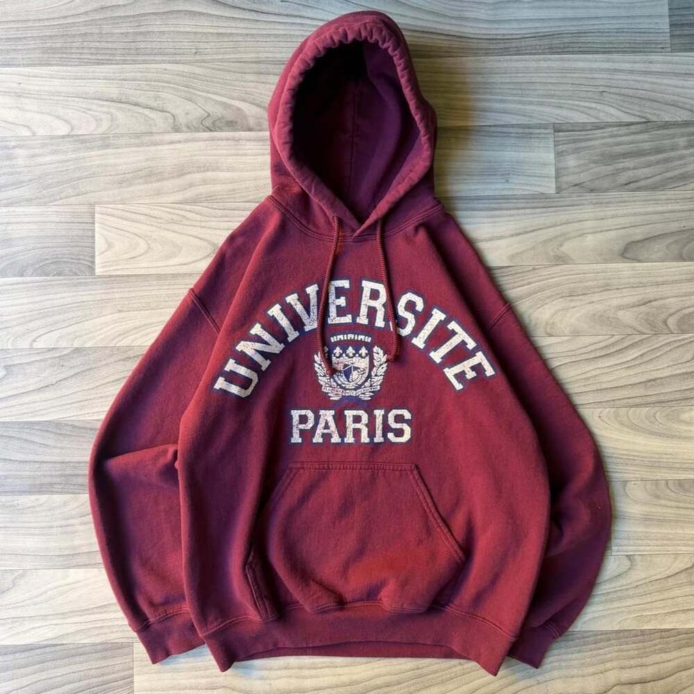 Gildan Universite Paris Maroon Hoodie Sweatshirt